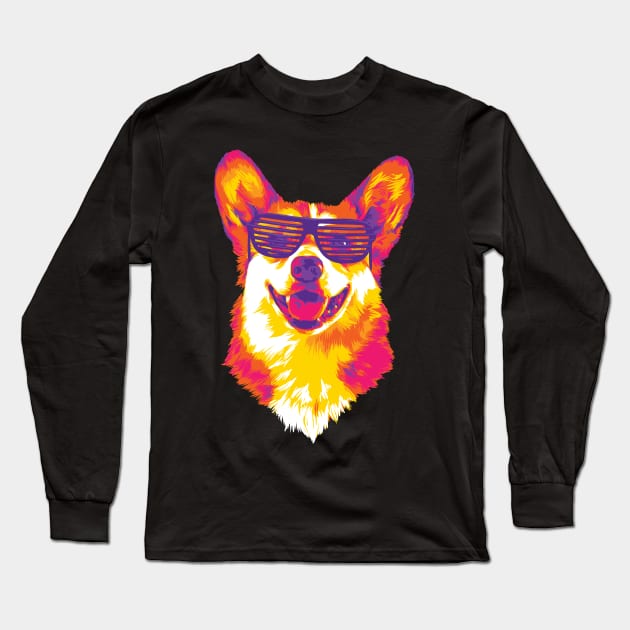 Silly Gangster Corgi Painting Long Sleeve T-Shirt by polliadesign